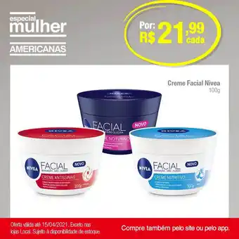 Lojas Americanas Creme Facial Nivea 100g oferta