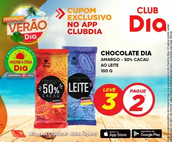 CHOCOLATE DIA AMARGO -50% CACAU AO LEITE 100 G