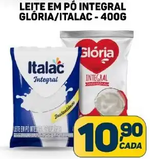 Dom Atacadista LEITE EM PÓ INTEGRAL GLÓRIA/ITALAC - 400G oferta