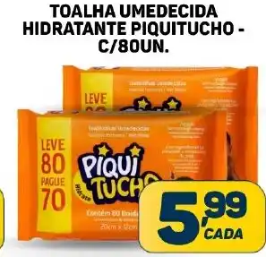 TOALHA UMEDECIDA HIDRATANTE PIQUITUCHO - C/80UN.