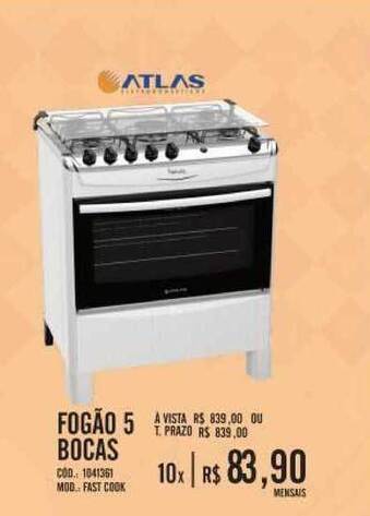Zema Fogão 5 Bocas Atlas oferta