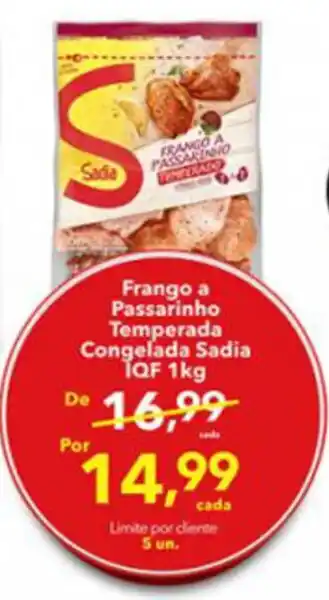 Lopes Supermercados Frango a Passarinho Temperada Congelada Sadia IQF 1kg oferta
