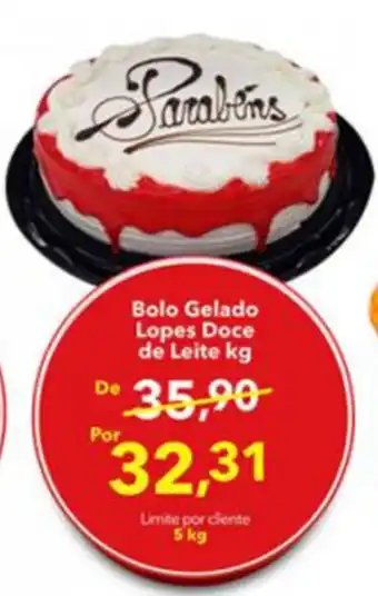 Lopes Supermercados Bolo Gelado Lopes Doce de Leite 1kg oferta