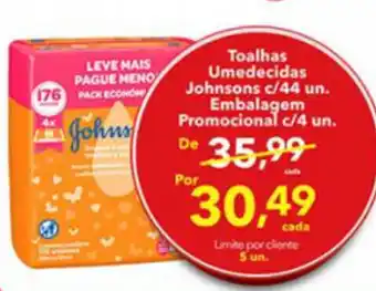 Toalhas Umedecidas Johnsons c/ 44 un. Embalagem Promocional c/4 un.
