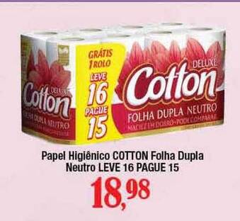 Supermercados Unidos Papel Higiênico Cotton Folha Dupla Neutro Leve 16 Pague 15 oferta