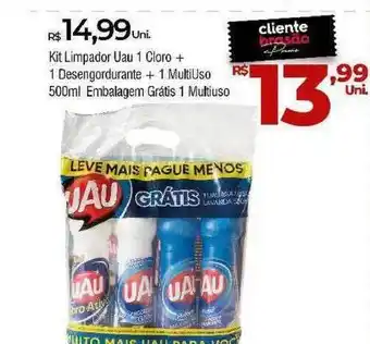 Kit Limpador Uau 1 Cloro + 1 Desengordurante + 1 Multiuso 500ml Embalagem Grátis 1 Mutliuso