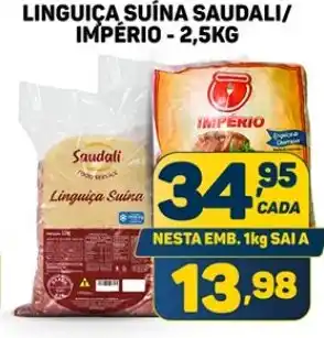 Dom Atacadista LINGUIÇA SUÍNA SAUDALI/ IMPÉRIO - 2,5KG oferta
