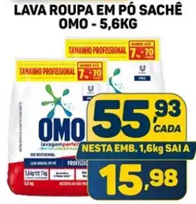 Dom Atacadista LAVA ROUPA EM PÓ SACHÊ OMO - 5,6KG oferta