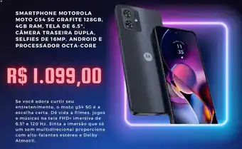 Casas Bahia SMARTPHONE MOTOROLA MOTO G54 5G GRAFITE 128GB, 4GB RAM, TELA DE 6.5", CÂMERA TRASEIRA DUPLA, oferta