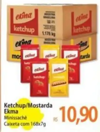 Atacadão Ketchup/Mostarda Ekma Minissache Caixeta com 168x7g oferta