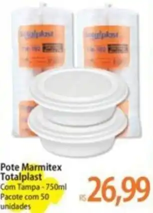Atacadão Pote Marmitex Totalplast Com Tampa-750ml Pacote com 50 unidades oferta