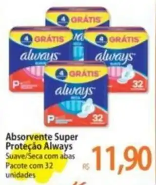 Atacadão Absorvente Super Proteção Always Suave/Seca com abas Pacote com 32 unidades oferta