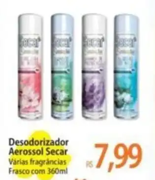 Desodorizador Aerossol Secar Várias fragrâncias Frasco com 360ml