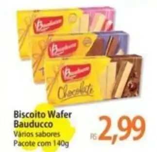 Atacadão Biscoito Wafer Bauducco Vários sabores Pacote com 140g oferta