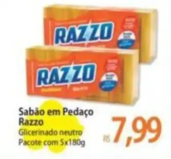 Sabão em Pedaço Razzo Glicerinado neutro Pacote com 5x180g