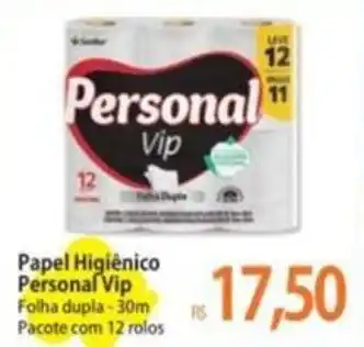 Atacadão Papel Higiênico Personal Vip Folha dupla-30m Pacote com 12 rolos oferta