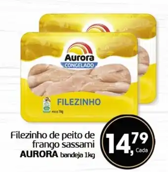 Cometa Supermercados Filezinho de peito de frango sassami AURORA bandeja 1kg oferta