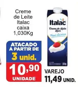 Calvo Atacadista Creme de Leite Italac caixa 1.030kg oferta