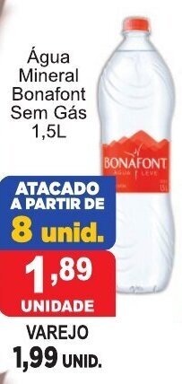 Calvo Atacadista Agua Mineral Bonafont Sem Gas 1.5L oferta
