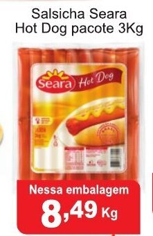 Calvo Atacadista Salsicha Seara Hot Dog pacote 3kg oferta