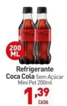Rede Bom Lugar Refrigerante Coca Cola Sem Açúcar Mini Pet 200ml oferta