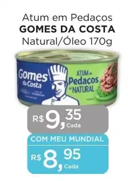 Supermercados Mundial Atum em Pedaços GOMES DA COSTA Natural/Óleo 170g oferta