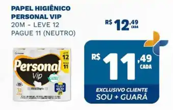 Supermercado Guará PAPEL HIGIÊNICO PERSONAL VIP 20M - LEVE 12 PAGUE 11 (NEUTRO) oferta