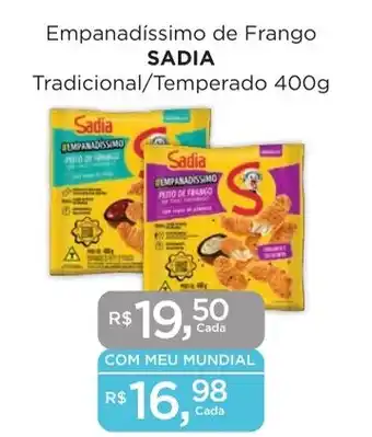 Supermercados Mundial Empanadíssimo de Frango SADIA Tradicional/Temperado 400g oferta