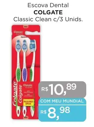 Supermercados Mundial Escova Dental COLGATE Classic Clean c/3 Unids. oferta