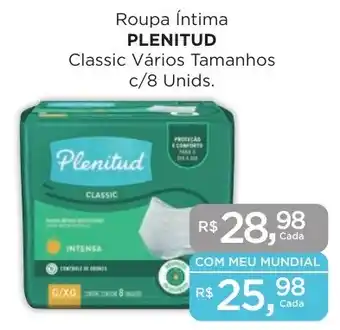 Roupa Íntima PLENITUD Classic Vários Tamanhos c/8 Unids.