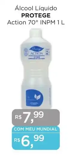 Supermercados Mundial Álcool Líquido PROTEGE Action 70° INPM 1 L oferta