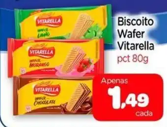 Nordestão Biscoito Wafer Vitarella pct 80g oferta