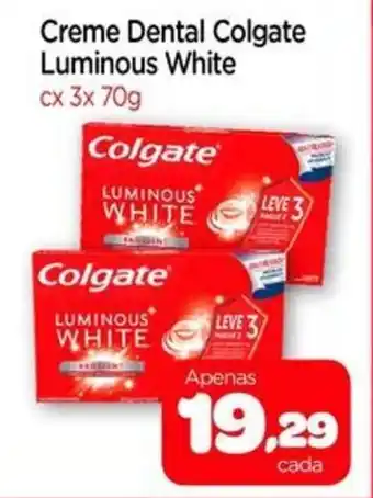 Nordestão Creme Dental Colgate Luminous White cx 3x 70g oferta