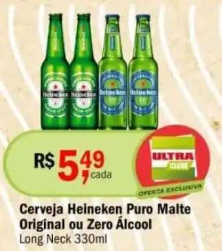 Ultrabox Cerveja Heineken Puro Malte Original ou Zero Álcool Long Neck 330ml oferta