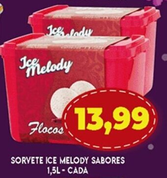 Supermercados Cristal Sorvete Ice Melody Sabores 1.5L - cada oferta