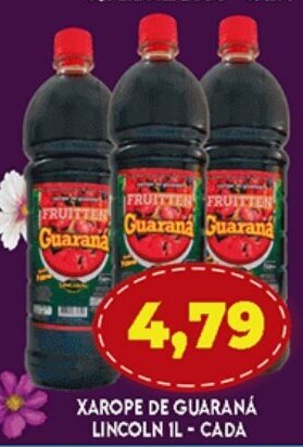 Supermercados Cristal Xarope de Guarana Lincoln 1L - cada oferta