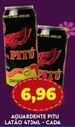 Supermercados Cristal Aguardente Pitu Latao 473ml - cada oferta