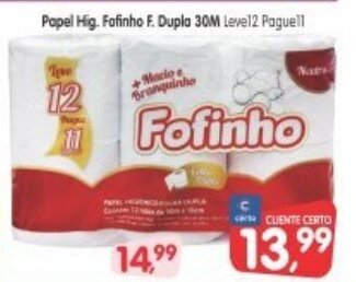 Cercadão Papel Hig. Fofinho F. Dupla 30m oferta