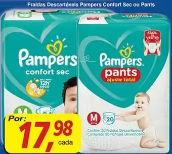Supermercados Guanabara Fraldas Descartaveis Pampers Confort Sec ou Pants oferta