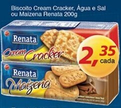 Supermercados Guanabara Biscoito Cream Cracker, Agua e Sal ou Maizena Renata 200g oferta