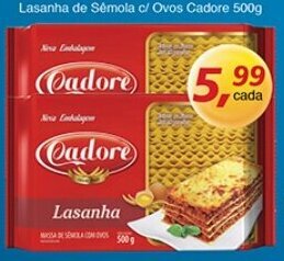 Supermercados Guanabara Lasanha de Semola c/ Ovos Cadore 500g oferta