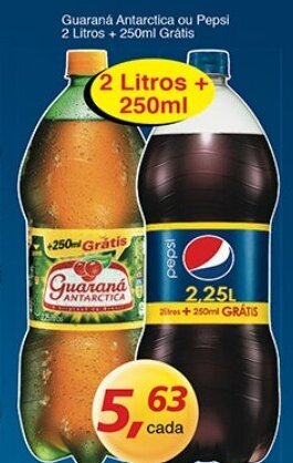 Supermercados Guanabara Guarana Antarctica ou Pepsi 2L + 250ml Gratis oferta