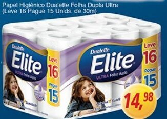 Supermercados Guanabara Papel Higiénico Dualette Folha Dupla Ultra (Leve 16 pague 15 unids. de 30m) oferta