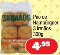 Costazul Supermercados Pao de Hamburguer 3 Irmaos 300g oferta
