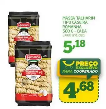 Cooper Massa Talharim Tipo Caseira Romanha 500g - cada oferta