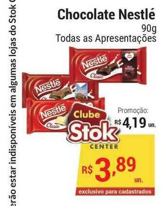 Stok Center Chocolate Nestlé 90g oferta