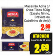 Barbosa Supermercados Macarrao Adria c/ Ovos Tipos 500g oferta
