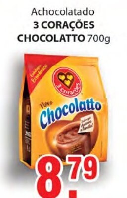 Supermercados Mundial Achocolatado 3 Coracoes Chocolatto 700g oferta