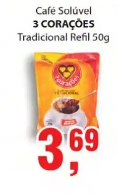 Supermercados Mundial Cafe 3 Coracoes 50g oferta