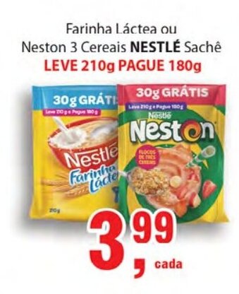 Supermercados Mundial Farinha Lactea ou Neston 3 Cereais Nestle Leve 210g Pague 180g oferta